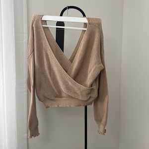 Open back knit sweater